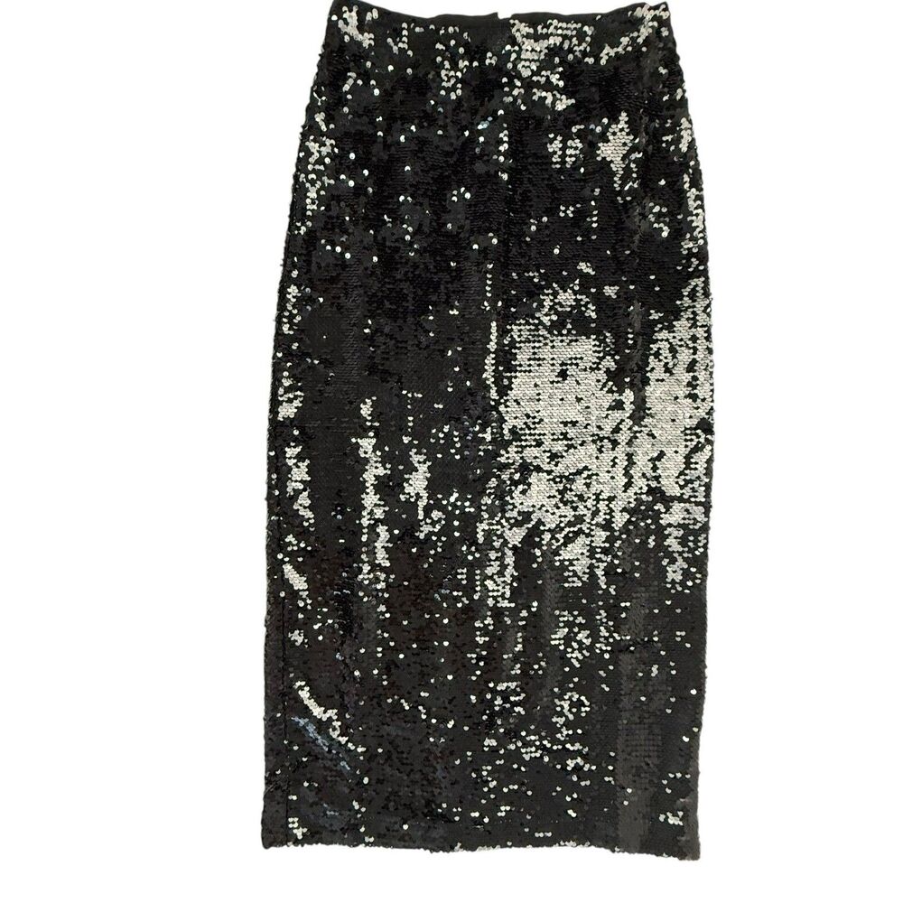 Gap NEW Black Sequin Maxi Skirt Women XXS High Waisted Back Slit Party Holiday